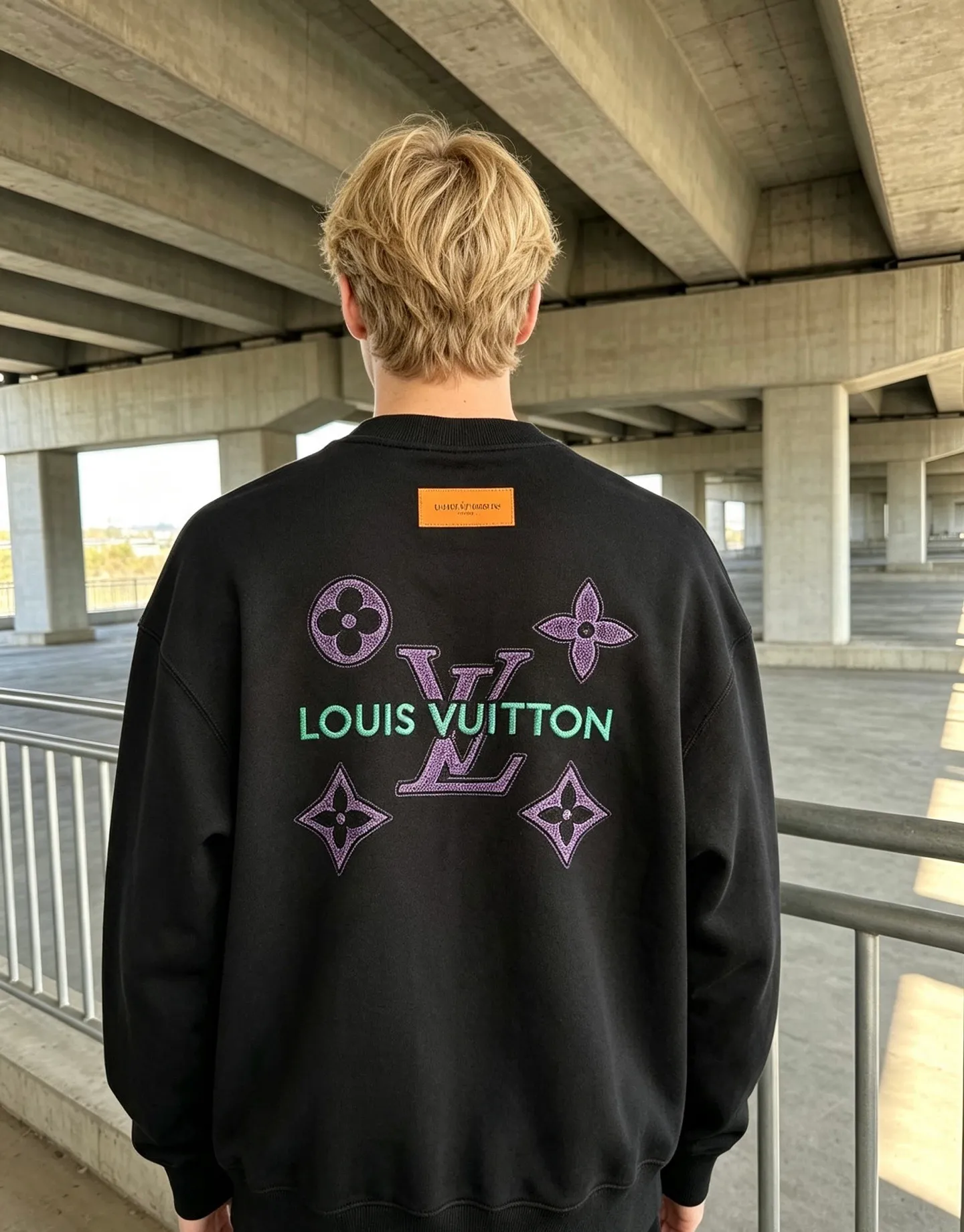 Louis Vuitton/Louis Vuitton presbyopic letter embroidered round neck sweatshirt